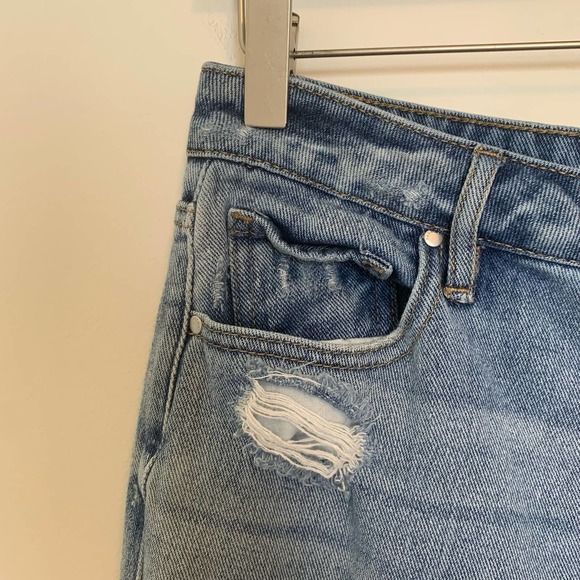 Pacsun Women Mom Jean Size 27 Blue Distressed 100% Cotton Button-fly Medium Wash - Picture 9 of 16